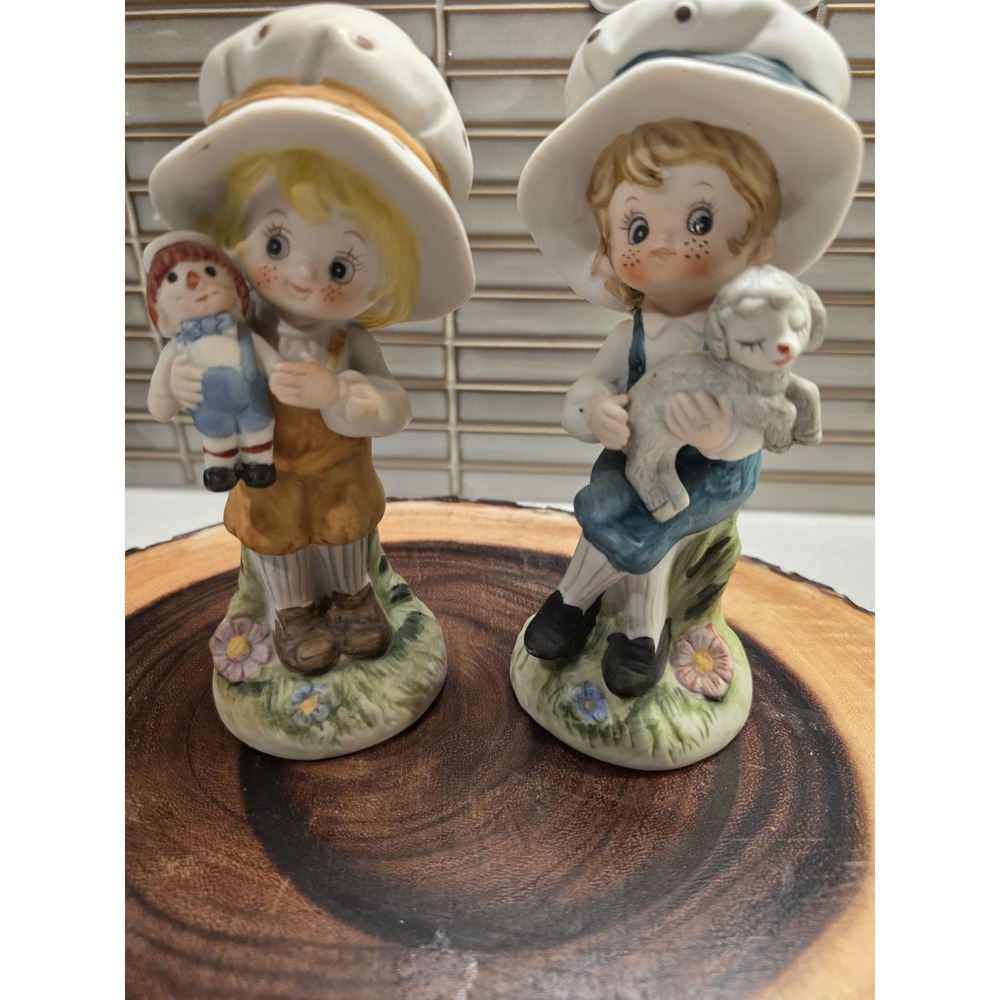Homco Big Hat Freckles Bisque Porcelain Figurines Lot of 2